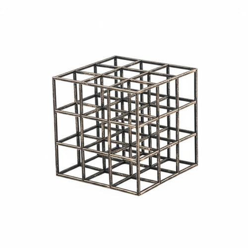 Hollow Cube Sculpture Modern Minimalist Geometric Sculpture Compact Size