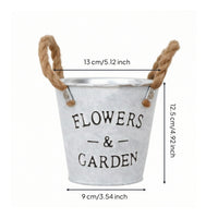 Whitewashed Planter Planter with Rope Handles Vintage Metal Planter Planter Rustic Decorative Flowerpot Farmhouse for Indoor Display, Balcony