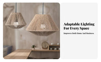 Woven Pendant Lampshade Handmade Woven Lamp Shade Rustic Design Paper Rope Ceiling Lamp for Cafe Owners, Dining Room, Restaurant, Kitchen Island