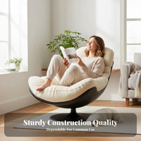 Luxurious Cushioning Upholstered Swivel Lounger Deep Seat Single Sofa Removable and Washable Cushion Lounge Chair Breathable Material for Homebodies, Students, Readers, Living Room, Bedroom, Apartment, Reading Nook