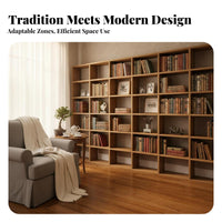 Chinese Design Display Cabinet Distressed Finish Wooden Grid Bookshelf Multi-Functional Reclaimed Wood Bookcase for Parents, Study Room, Library