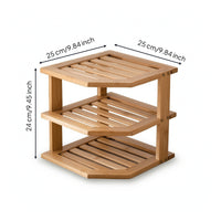 Three-Tier Corner Storage Rack Rustic 3 Tier Countertop Organizer Farmhouse Furniture for Cabinets