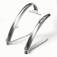 2 Pieces Stainless Steel Cycle Mudguard Set Polished Folding Bike Fenders Sturdy Mudguard for Commuters