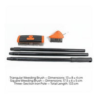 Invasive-Vegetation Removal Tool with Two Heads Multi-Function Crack Cleaning Brush with Hook Three-Section Garden Brush