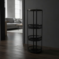 Rolling Cart with Wood Top Mobile Furniture Sturdy for Bedroom