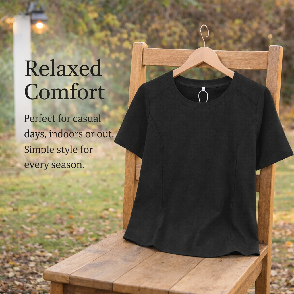 Womens Tops with Short Sleeves and Round Neckline, Ladies Summer in Modal Blend for Comfort, Loose Fit Tshirts for