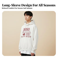 Korean Style Hooded Sweatshirt, Relaxed Long Sleeve Top, Letter Print Unisex Autumn