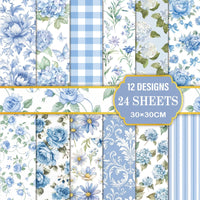24 Sheets Floral Theme Craft Paper Floral Scrapbook Paper Vivid Prints for Collage