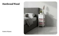 Narrow Rattan Nightstand Space-Saving Side Cabinet Minimalist and design for Students