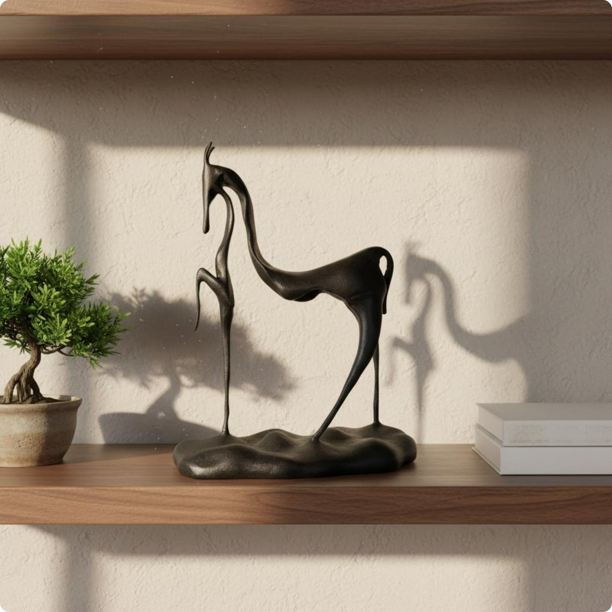 Abstract Horse Sculpture Modern Sculpture Figurine Handcrafted Look Table Ornament for Office