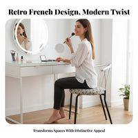Upholstered Curvedrear Chair French Inspired Vanity Stool Soft Padded for Women