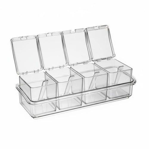 4 Compartment Seasoning Box Transparent Design 4 Compartment Seasoning Box