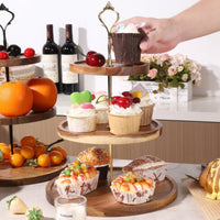 3-Tier Cake Stand Wooden Cupcake Stand Spacious Tableware for Party Hosts