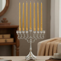 Nine-Head Candlestick Metal Candle Stand Embossed for Mantel
