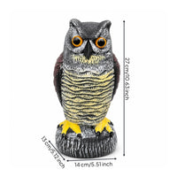 Owl Garden Statue Realistic Owl Figurine Gray and Black Feather-Textured
