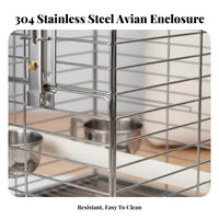 Stainless Steel Bird Enclosure Cage Rust-Resistant Portable Parrot Carrier Easy to Clean Portable Winged Transit Cage for Outdoor