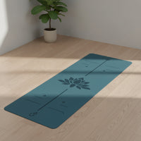 Non-Slip Exercise Mat with Alignment Lines Extra-Long Exercise Mat with Quick-Release Buckle Cushioned Stable for Yogis