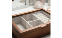 Wooden Jewelry Box Solid Wooden with Glass Lid Top Jewelry Case Vintage Jewelry Arrangement Display Box for Women, Men