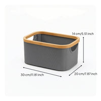 Laundry Basket with Bamboo Rim Open-Top Laundry Hamper Soft-Sided for Bathrooms