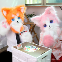 万圣节兽装可戴兽头成品兽头现货毛绒福瑞兽装cos猫猫头套可穿戴