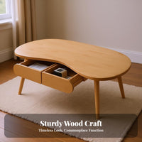 Kidney-Shaped Table with Shelf Double-Layer Storage Living Room Furniture Minimalist Design Household Furnishing for Families, Homeowners, Lounge Area