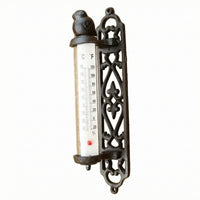Cast Iron Wall Thermometer Ornate Vintage Wall Thermometer Dark Metal Finish