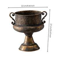 Goblet Planter with Handles Decorative Pedestal Planter Textured Flower Pot for Courtyard, Balcony
