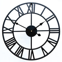Vintage Roman Numeral Wall Clock, Round Metal Frame, Nordic Style