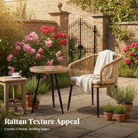 Woven Backrest Armchair Nordic Design Patio Chair Minimoutsideist Design Weather-Resistant for Homeowners, Boutsidecony