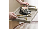 Rectangular Decorative Tray with Handles Raised Sides Tableware Easy to Clean