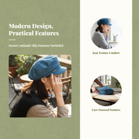 Jean Flat Top Cap, Women's Adjustable Navy Hat