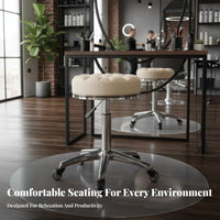 Height-Adjustable Padded Caster Stool 360-Degree Rotate Professional Chair High-Density Foam Easy to Clean for Spa, Studio