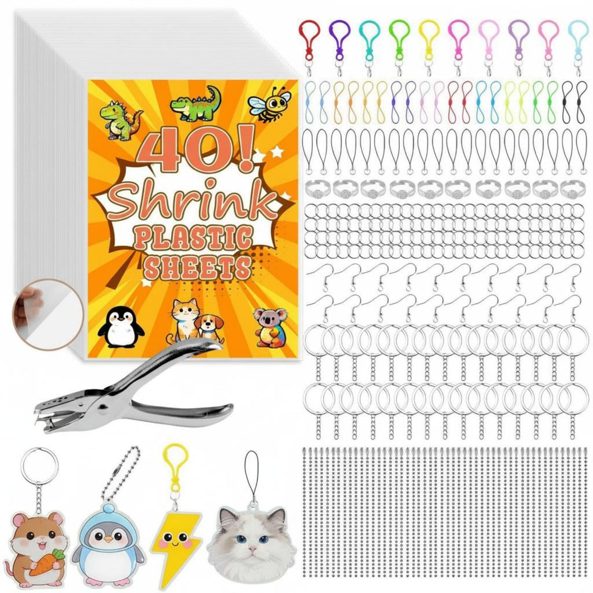 301 Pieces Great Gift Idea Shrink Plastic Sheet Kit DIY Shrink Art Film Kit Shrinkable Craft Paper Set for Crafters, Kids, Beginners, School Projects, Family Activities, Birthday Parties