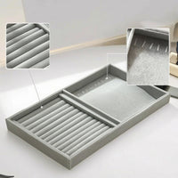 Soft Jewelry Organizer Tray Divided Velvet Jewelry Tray Gray Drawer Insert Space-Saving for Closet