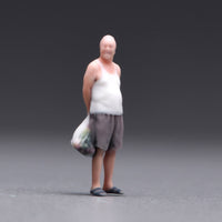 1/64 Scale Miniature Figure with Grocery Bag Painted Miniature Shopper Figure 3D Printed Realistic for Hobbyists, Collectors, Model Street Scenes, Dioramas, Tabletop Layouts