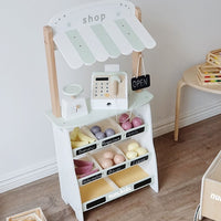 NCB Wooden Pretend Play Kitchen and Shop Set for Toddlers, Pink Dessert Shop