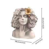 Resin Bust Planter Textured Planter with Flower Embellishment Sculptural