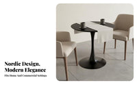 5 Pieces Nordic Design Round Sintered St a Dining Table Scratch Resistant Round Dining Table Set Easy to Clean Household Furniture Space-Saving for Business Owners, Apartment Dwellers, Reception Area, Balcony, Office, Breakfast Nook