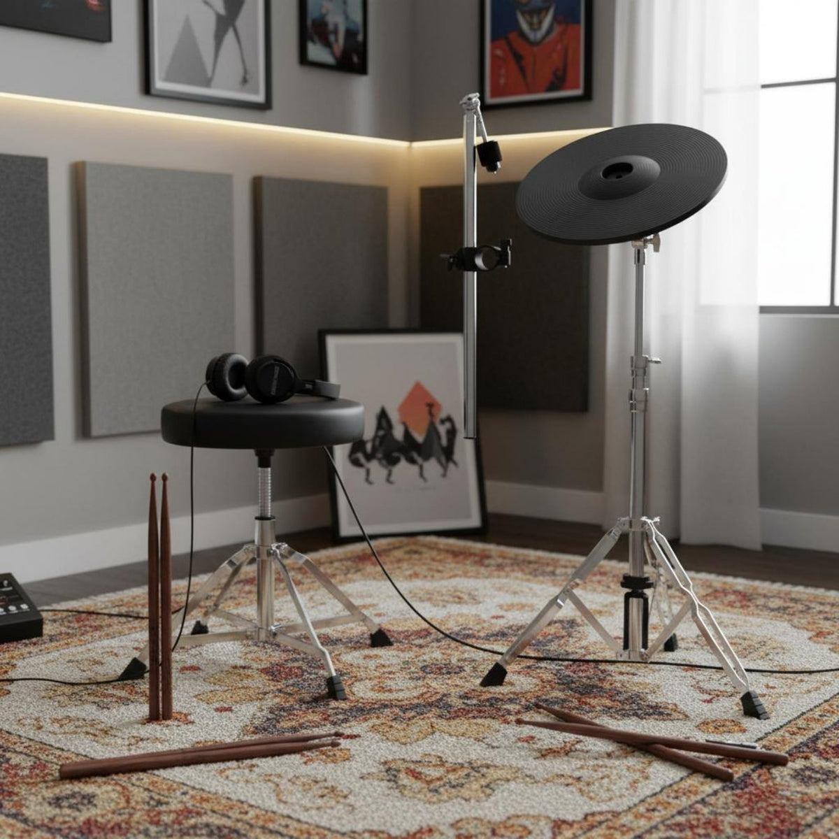 12 Inch E-Cymbal Kit Choke Function Electronic Cymbal Set two Zone Detection Musical Instrument Accessory for Drummers, Studio