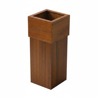 Square Wooden Waste Container Boxy Wood Wastebasket Rustic Design