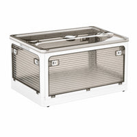 Foldable Bin with Doors Transparent Foldable Storage Box with Lid Space-Saving for Closet