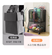 健身运动器材瑜伽垫收纳筐整理架带轮家用篮球羽毛球类夹缝置物架