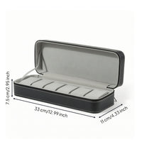 Watch Case with 6 Slots PU Leather Zippered Watch Organizer Lightweight for Journeyers