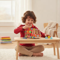Multifunctional Wooden Bus Toy Educational Hammer and Peg Toy Sturdy Developmental for Preschoolers