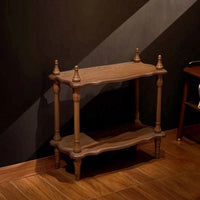 Wooden Shelf with Two Tiers Sturdy Vintage Wood Shelf Multifunctional