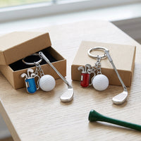 Mini Golf Bag Keychain with Club and Ball Charm, Zinc Alloy Golf Souvenir Gift