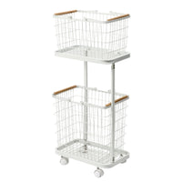 Rolling Laundry Basket Cart Breathable Two-Tier Laundry Cart Space-Saving