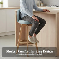 Upholstered Swivel Stool with Backrest High-Density Foam Padding Counter Chair