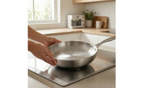 3 Pieces Frying Pan Set Induction Compatible Uncoated Skillets Brushed Pans with Flat Bottoms for Home Cooks