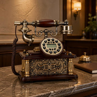 Antique Landline Phone Floral Ornamentation Antique Telephone Vintage Phone Gold-Tone Detailing Table Ornament Corded for Home